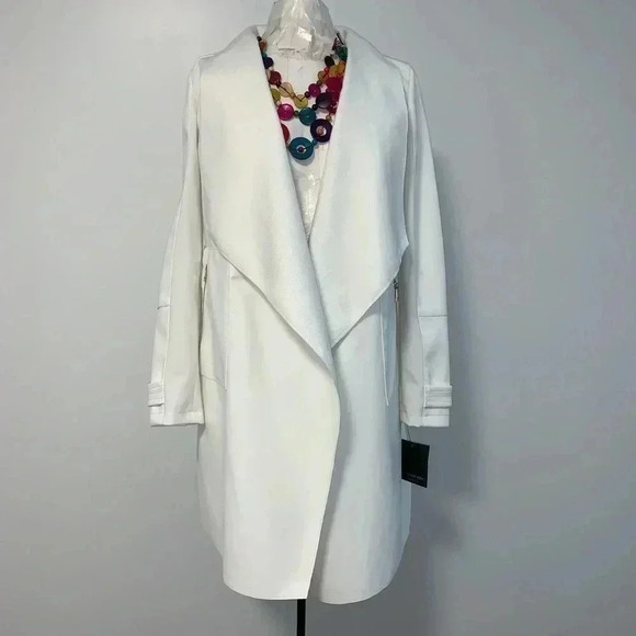 Andrew Marc Faux Leather & Knit Drape Front Jacket​​ - Picture 1 of 11